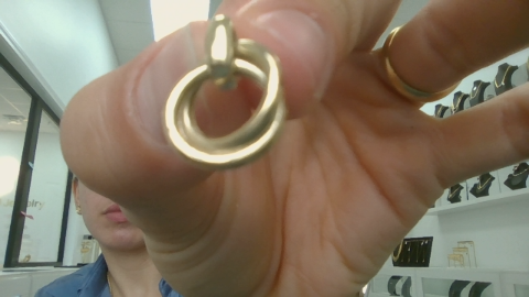 Aretes pegados mujer Fancy circulos dobles 10k Weight 2.2g