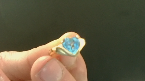 Anillos de mujer Fancy con piedra 14k Aqua blue stone heart Size Size 7 Weight 3,73g