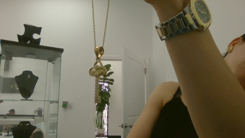 Cadenas finitas de mujer Fancy with old key charm 10k Zirconia Size Ajustable Weight 2.73g