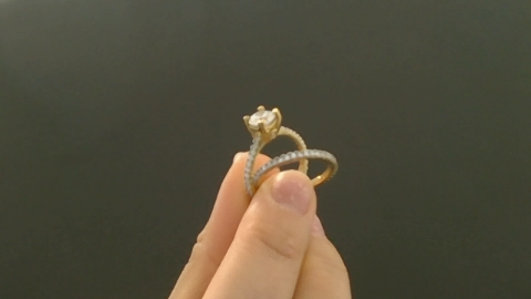 Anillos de compromiso Fancy doble con zirconia 10k Zirconia small and big solitario Size Size 7 Weight 3.93g