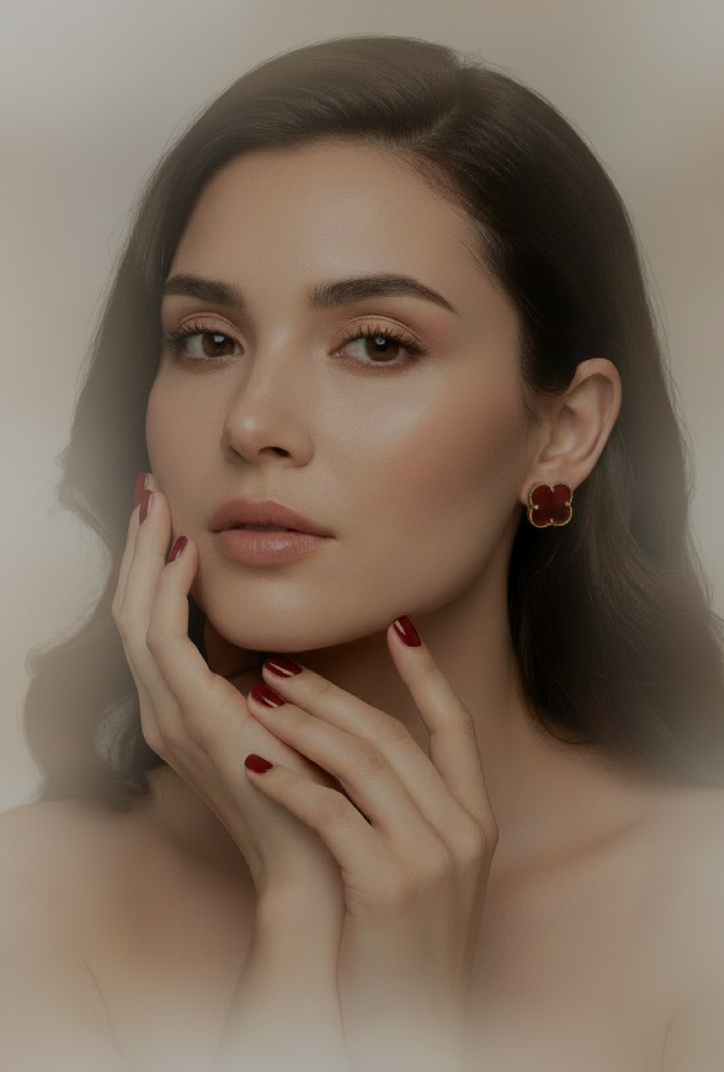 Pendientes trébol rojo