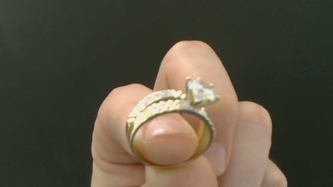 Anillos de compromiso Mujer Fancy doble with 2 tonos y solitario with zirconia 10k Zirconia small and big solitario Size Size 7 Weight 3,58g