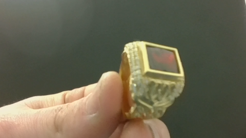 Anillos de hombre Fancy con piedra 10k Brown square stone and zirconia small Size Size 11 Weight 6.47g
